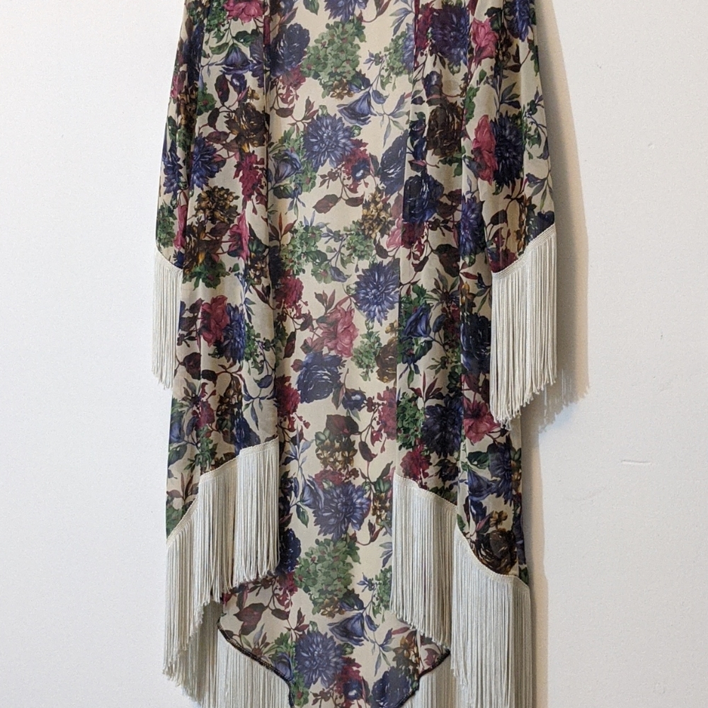 Lovely Day 🧿 Fringe lined Fall Floral Sheer
